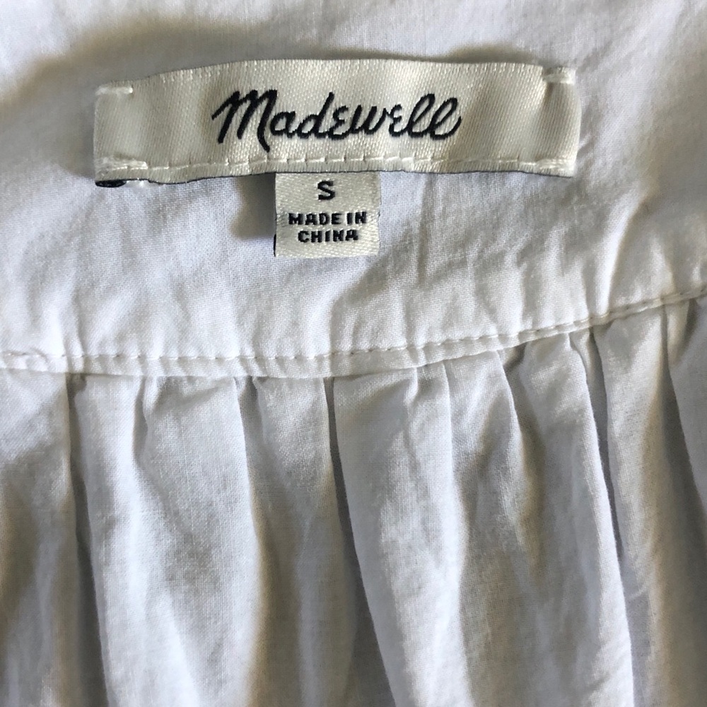 Madewell Angelica White Scallop Hem Women’s Blouse Size Small - Picture 6 of 7